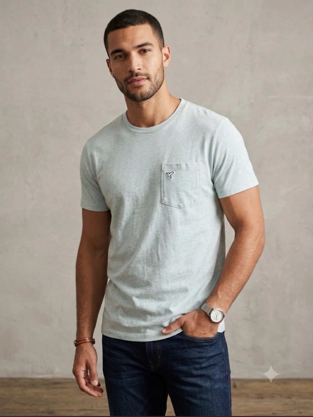 BirdDogs Short Sleeve Pocket Shirt Heathered Blue XL